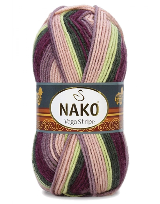5 Adet Vega Stripe Premium Akrilik El Örgü İpi Yünü No: 82414