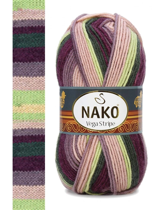 5 Adet Vega Stripe Premium Akrilik El Örgü İpi Yünü No: 82414