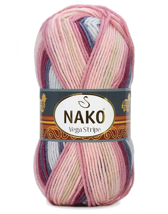 5 Adet Vega Stripe Premium Akrilik El Örgü İpi Yünü No: 82415