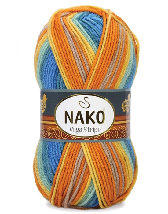 5 Adet Vega Stripe Premium Akrilik El Örgü İpi Yünü No: 82421