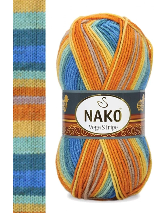 5 Adet Vega Stripe Premium Akrilik El Örgü İpi Yünü No: 82421