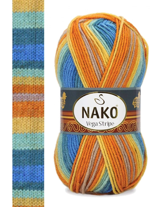 5 Adet Vega Stripe Premium Akrilik El Örgü İpi Yünü No: 82421
