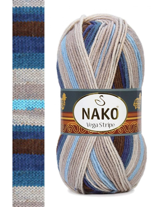 5 Adet Vega Stripe Premium Akrilik El Örgü İpi Yünü No: 82422