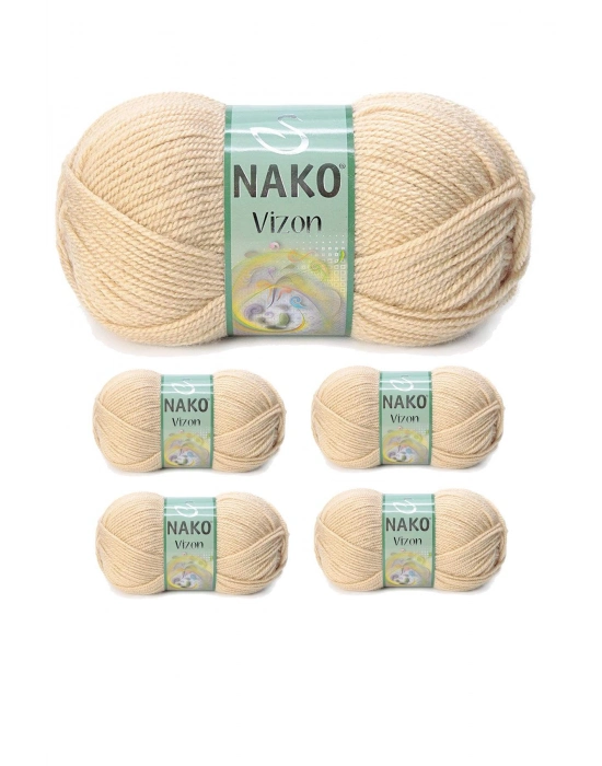 5 Adet Vizon Premium Akrilik El Örgü İpi Yünü Renk No:219 Deve Tüyü