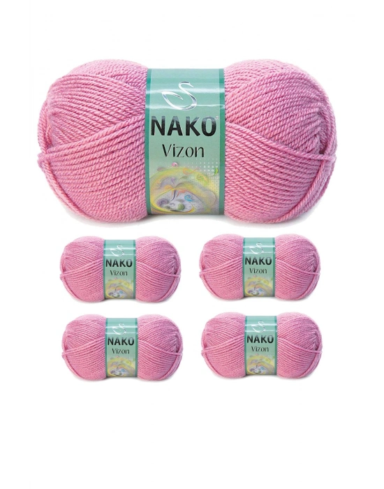 5 Adet Vizon Premium Akrilik El Örgü İpi Yünü Renk No:275 Gül Kurusu