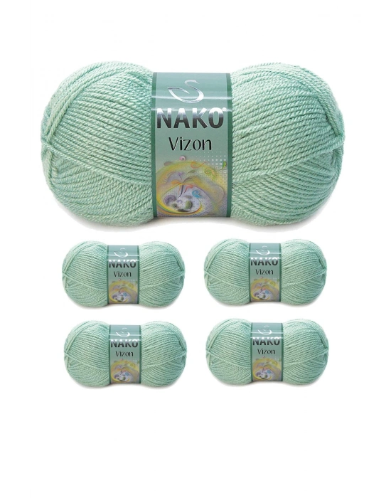 5 Adet Vizon Premium Akrilik El Örgü İpi Yünü Renk No:292 Çağla Yeşil