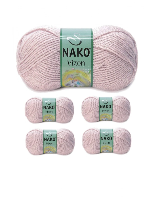 5 Adet Vizon Premium Akrilik El Örgü İpi Yünü Renk No:318 Gül Goncası