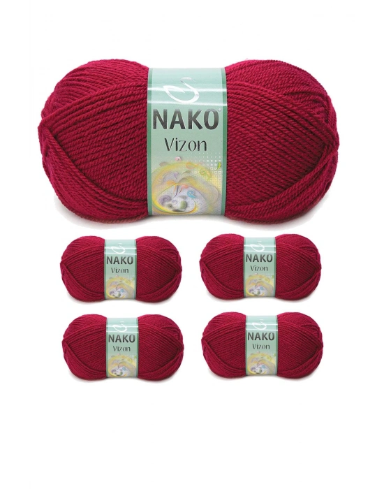 5 Adet Vizon Premium Akrilik El Örgü İpi Yünü Renk No:3630 Vişne Çürüğü