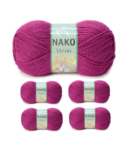 5 Adet Vizon Premium Akrilik El Örgü İpi Yünü Renk No:6964 Küpeli