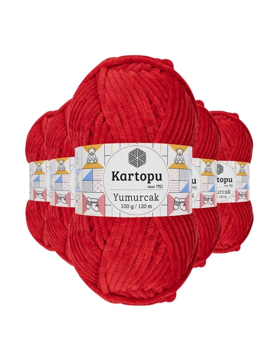 5 Adet Yumurcak Kadife El Örgü İpi Açık Kırmızı K165