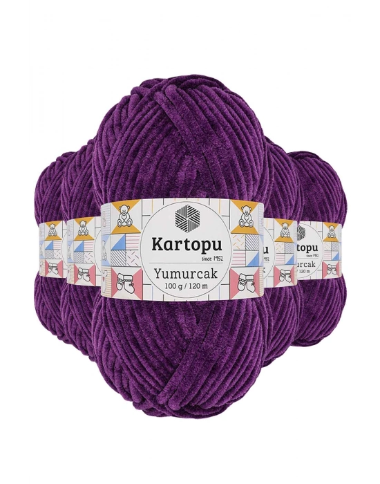 5 Adet Yumurcak Kadife El Örgü İpi Açık Mor K719