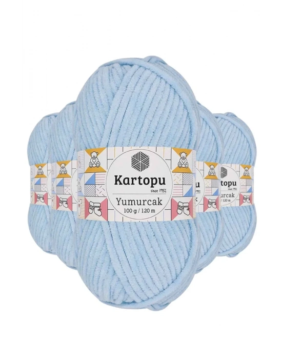 5 Adet Yumurcak Kadife El Örgü İpi Bebe Mavi K523