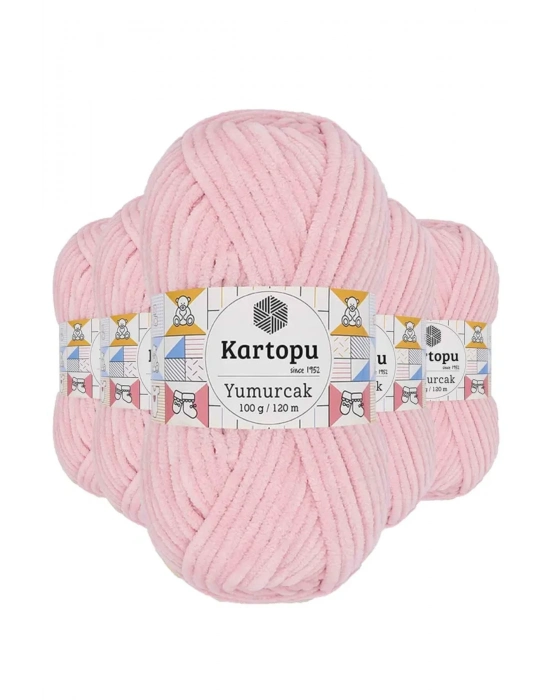 5 Adet Yumurcak Kadife El Örgü İpi Bebe Pembe K768