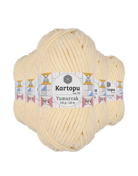 5 Adet Yumurcak Kadife El Örgü İpi Koyu Krem K349