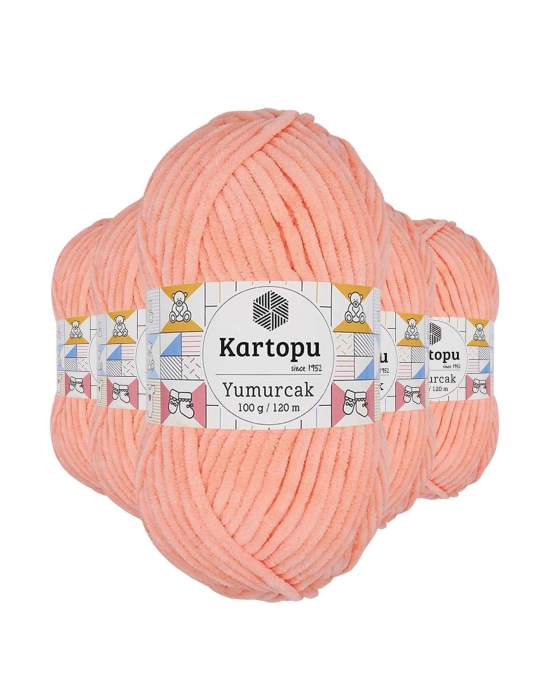 5 Adet Yumurcak Kadife El Örgü İpi Somon K218