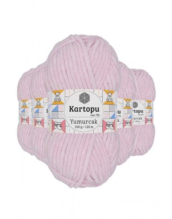 5 Adet Yumurcak Kadife El Örgü İpi Toz Pembe K1562