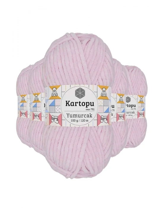 5 Adet Yumurcak Kadife El Örgü İpi Toz Pembe K1562