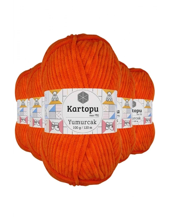 5 Adet Yumurcak Kadife El Örgü İpi Turuncu K205