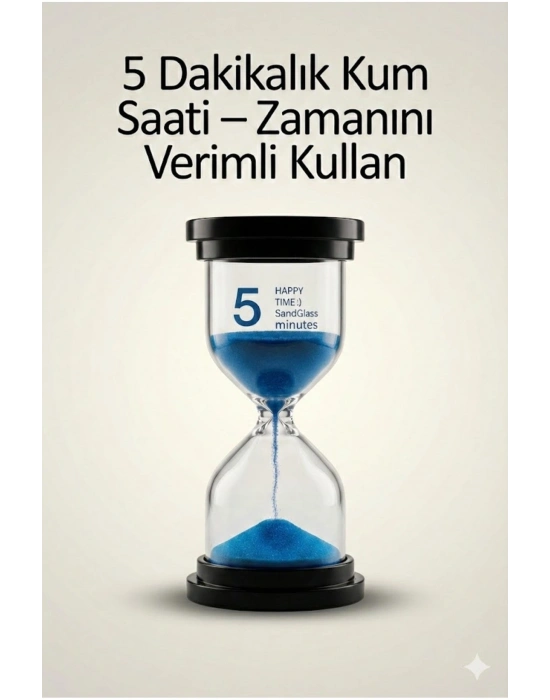 ® 5 Dakikalık Kum Saati Zamanlayıcı – MAVİ Dekoratif Masa Saati 4 Renk Seçeneği