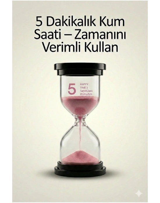 ® 5 Dakikalık Kum Saati Zamanlayıcı – PEMBE Dekoratif Masa Saati 4 Renk Seçeneği