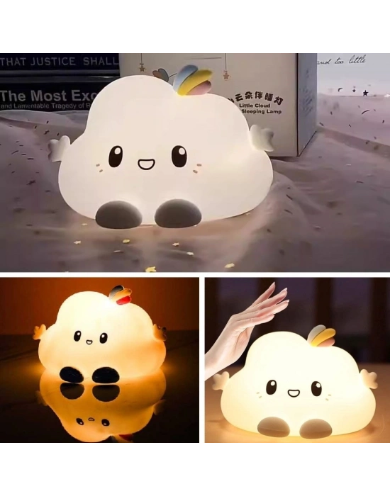 ® 5 Farklı Renk Modlu Bulut Figürlü Pofuduk LED Gece ası–Yumuşak Dokulu Çocuk Odası ve Dekoratif Şarjlı Ortam Işığı