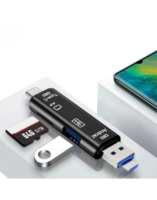 ®  5 In 1 Çok Fonksiyonlu USB 2.0 Micro Sd Kart Okuyucu - Usb/micro Usb/type-C Çıkışlı, Otg Çevirici