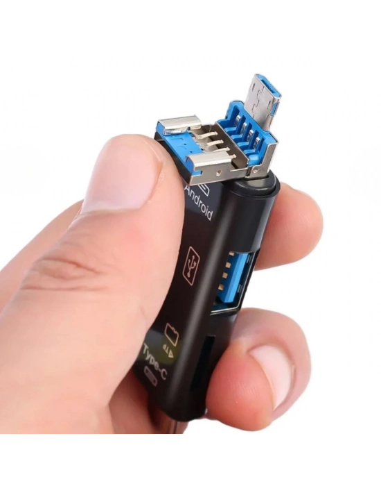 ®  5 In 1 Çok Fonksiyonlu USB 2.0 Micro Sd Kart Okuyucu - Usb/micro Usb/type-C Çıkışlı, Otg Çevirici