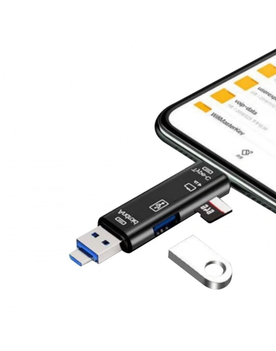 ®  5 In 1 Çok Fonksiyonlu USB 2.0 Micro Sd Kart Okuyucu - Usb/micro Usb/type-C Çıkışlı, Otg Çevirici