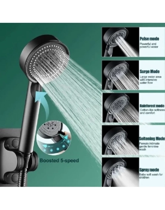 5 Kademeli Duş Başlığı Siyah