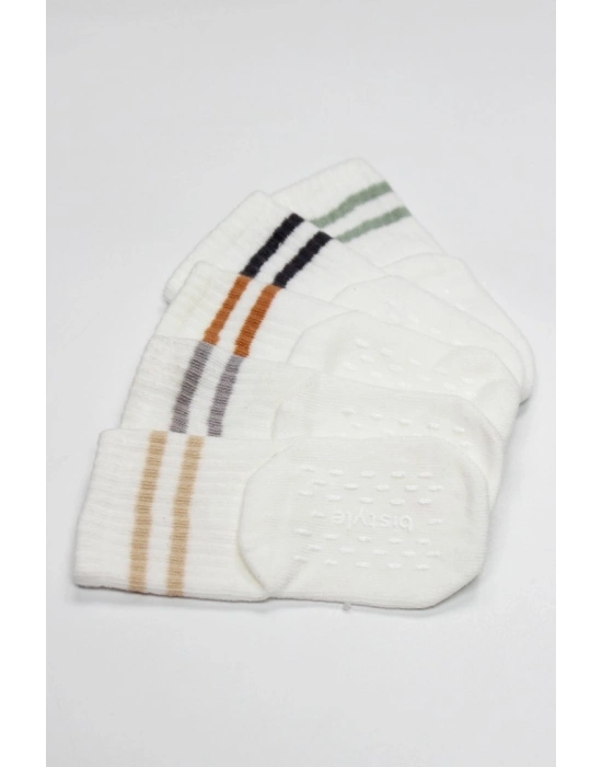 ®   5Li Penye Kaymaz Çember Soket Çorap 10122 Ekru