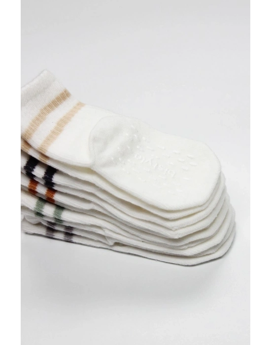 ®   5Li Penye Kaymaz Çember Soket Çorap 10122 Ekru