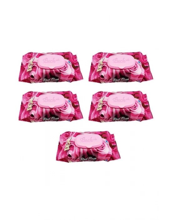 5 Paket Red Rose Islak Havlu Mendil 90 Adet Kapaklı Gül Kokulu