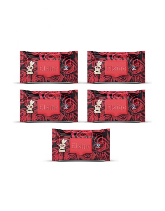 5 Paket Red Rose Islak Havlu Mendil 90 Adet Kapaklı Gül Kokulu