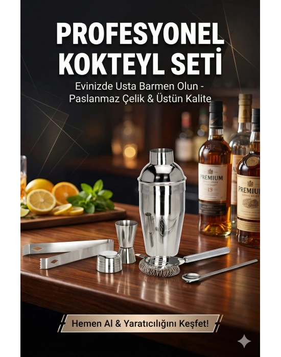 5 Parça Kokteyl Hazırlama Seti 550 Ml