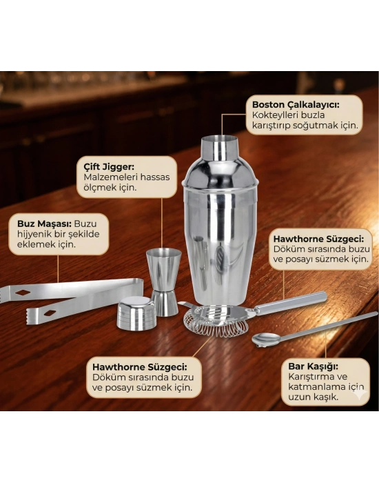 5 Parça Kokteyl Hazırlama Seti 550 Ml