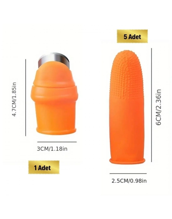 ®  5 Parça Pratik Parmak Koruyucu 1 Parça Baş Parmak Bıçaklı Eldiven Sebze Meyve Soyucu Kesme Ayıklayıcı Silikon Set
