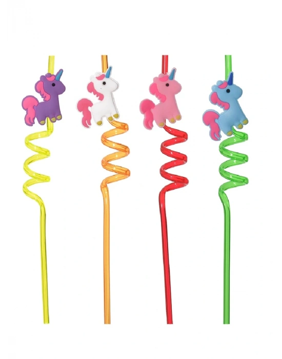 5 Parça Renkli Pipet Seti - Emojili Spiral Kokteyl- Çocuk Pipeti Temizleme Fırçalı