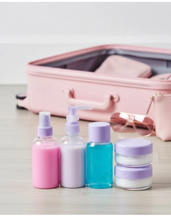 5 Parça Şeffaf Seyahat Kozmetik Seti 30 ml