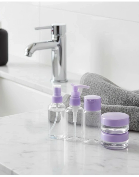 5 Parça Seyahat Banyo Seti 30 ml Şeffaf Taşınabilir Şişe Seti