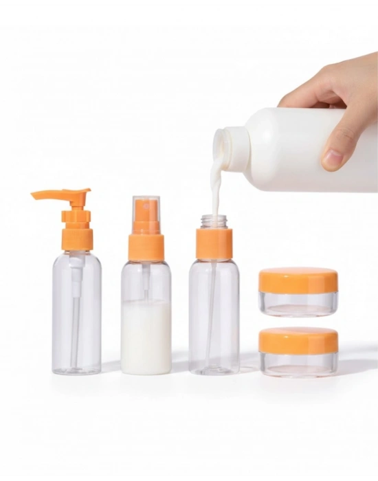 5 Parça Taşınabilir Seyahat Banyo Seti Şeffaf Şişe Takımı