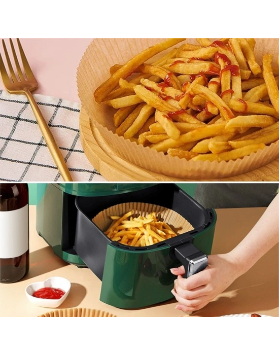 ® 50 Adet Air Fryer Pişirme Kağıdı Tek Kullanımlık Hava Fritöz Yağ Geçirmez Yapışmaz Tabak Model