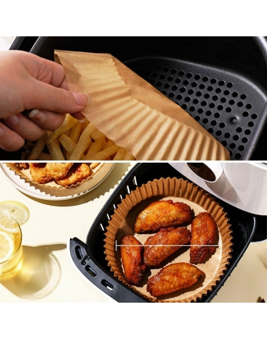 ® 50 Adet Air Fryer Pişirme Kağıdı Tek Kullanımlık Hava Fritöz Yağ Geçirmez Yapışmaz Tabak Model