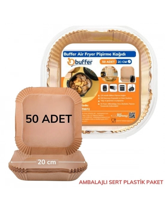 ®  50 Adet Air Fryer Pişirme Kağıdı Tek Kullanımlık Yağ Geçirmez Yapışmaz Kare Tabak Model PVC