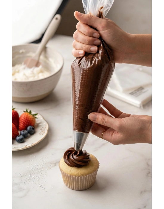 50 Adet Tek Kullanımlık Şeffaf Krema Sıkma Torbası Seti