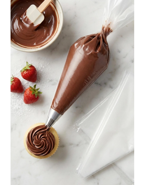 50 Adet Tek Kullanımlık Şeffaf Krema Sıkma Torbası Seti