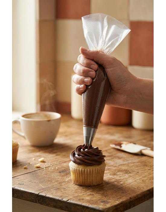 50 Adet Tek Kullanımlık Şeffaf Krema Sıkma Torbası Seti