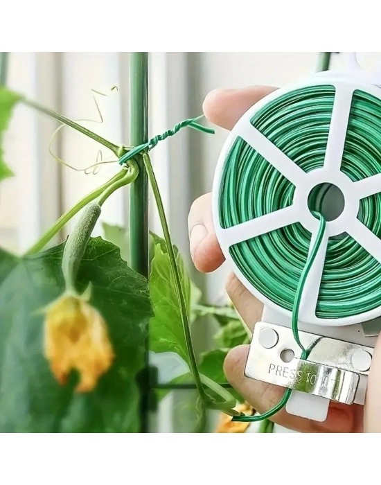 ®  50 Metre Kendiliğinden Kesici Bıçaklı Bitki Saksı Kablo Sabitleme Teli