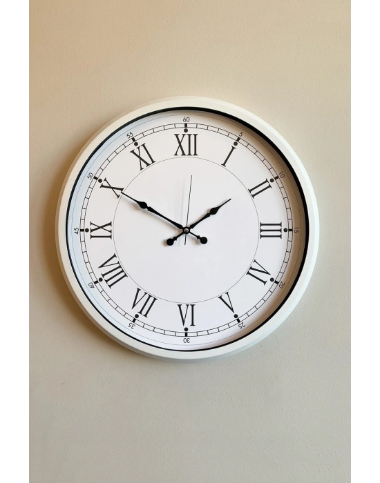® 52 cm Beyaz Metal Roma Rakamlı Duvar Saati