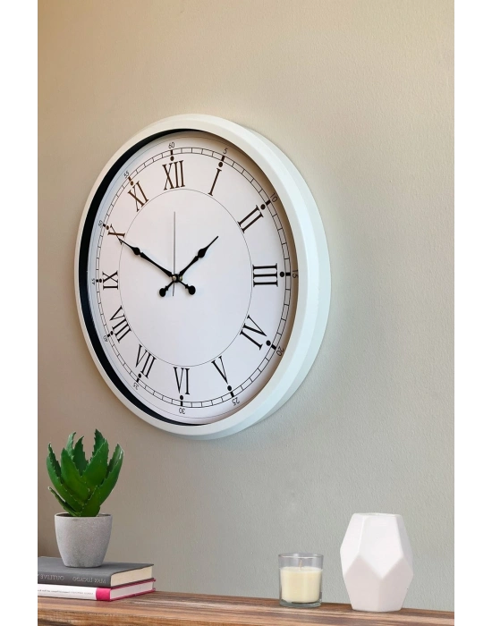 ® 52 cm Beyaz Metal Roma Rakamlı Duvar Saati