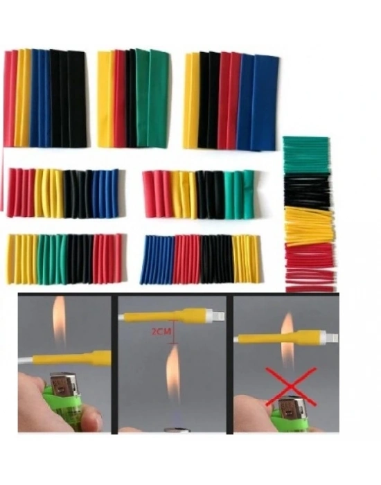 560 Parça Makaron Seti Kapaklı Kutulu Kablo Birleştirme Koruyucu Sıcaklıkla Daralan Makaron Set